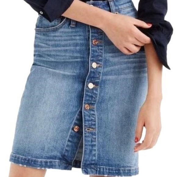 J Crew Denim Skirt with Buttons NEW Size 29 - Picture 1 of 9